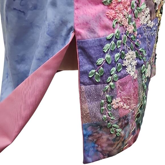 Beautiful Handmade Multicolor Open Front Patchwork Embroidered Cardigan Vest-L - Picture 10 of 10